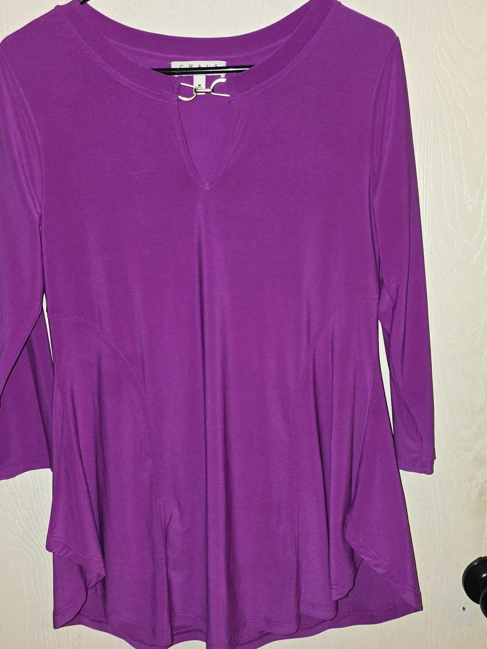 Chaus V-Notch Scoop Neck Purple Tunic Top